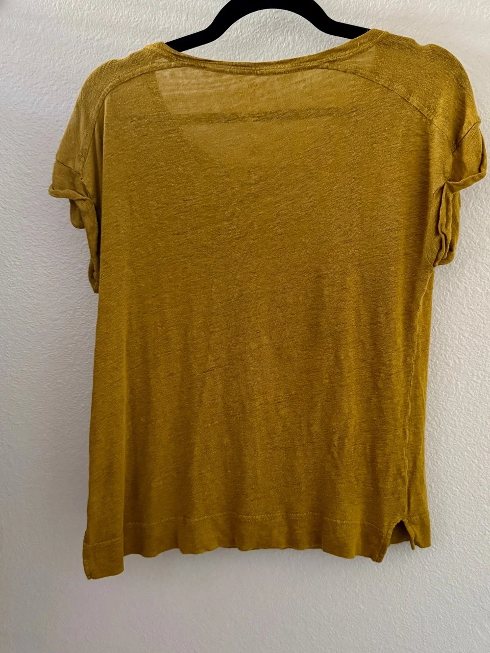J. Crew Linen Blend Short Sleeve Tee in Mustard